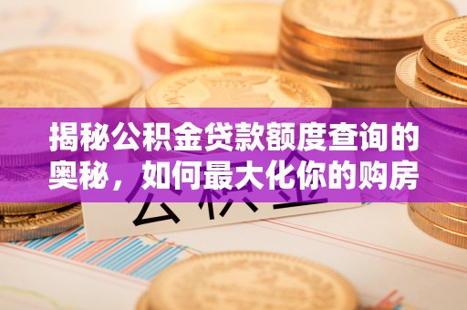 板桥揭秘公积金贷款额度查询的奥秘，如何最大化你的购房资金