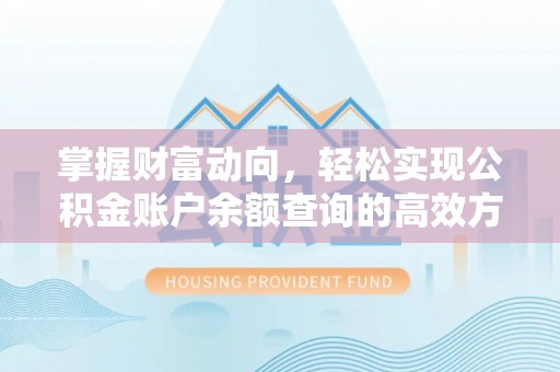 板桥掌握财富动向，轻松实现公积金账户余额查询的高效方式